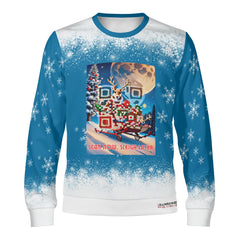 The most original sweater: a QR code of Rudolph the reindeer on a sleigh full of presents and the fun part: every scan leads to a new suprise