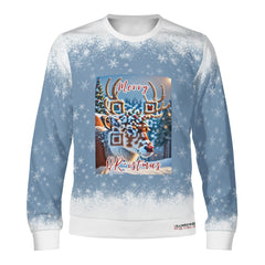 The Reindeer with a QR-titude!, links to an Augmented Reality view: can you spot Santa in the Sky? - (Unisex) Ugly Christmas Sweater with a Twist