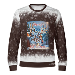 The Reindeer with a QR-titude!, links to an Augmented Reality view: can you spot Santa in the Sky? - (Unisex) Ugly Christmas Sweater with a Twist