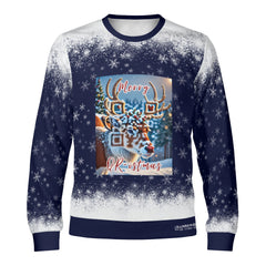 The Reindeer with a QR-titude!, links to an Augmented Reality view: can you spot Santa in the Sky? - (Unisex) Ugly Christmas Sweater with a Twist