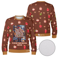 Gingerbread Man & Hot chocolate - (Unisex) Ugly Christmas Sweater with a Twist: Every scan = a new Xmas surprise!