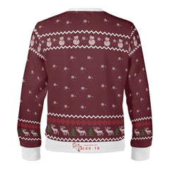 The Reindeer with a QR-titude, links to an Augmented Reality view: can you spot Santa in the Sky? - (Unisex) Ugly Christmas Sweater with a Twist