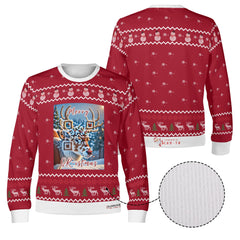 The Reindeer with a QR-titude, links to an Augmented Reality view: can you spot Santa in the Sky? - (Unisex) Ugly Christmas Sweater with a Twist