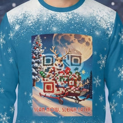 Rudolph’s Secret Ride - (Unisex) Ugly Christmas Sweater with a Twist: Every scan = a new Xmas surprise!