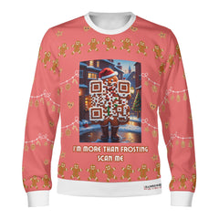 Gingerbread Man, links to Christmas Presents Slide 'n Glide game - (Unisex) Ugly Christmas Sweater with a Twist