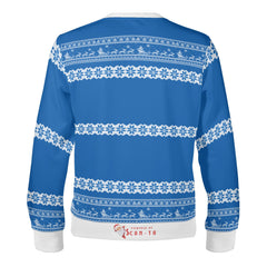 Santa’s Tropical Escape, links to an Augmented Reality view from Santa singing & dancing - (Unisex) Ugly Christmas Sweater with a Twist