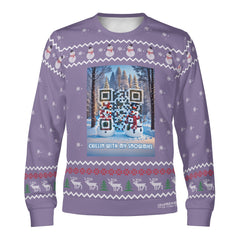 Chillin with my Snowmies, links to Christmas Presents Slide 'n Glide game - (Unisex) Ugly Christmas Sweater with a Twist