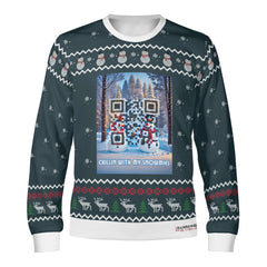Chillin with my Snowmies, links to Christmas Presents Slide 'n Glide game - (Unisex) Ugly Christmas Sweater with a Twist