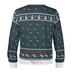 Chillin with my Snowmies, links to Christmas Presents Slide 'n Glide game - (Unisex) Ugly Christmas Sweater with a Twist