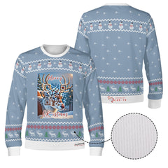 The Reindeer with a QR-titude!, links to an Augmented Reality view: can you spot Santa in the Sky?- (Unisex) Ugly Christmas Sweater with a Twist