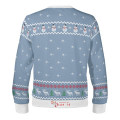 Meowy Christmas, links to the ultimate Christmas Playlist on Spotify - (Unisex) Ugly Christmas Sweater with a Twist