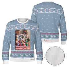 Meowy Christmas, links to the ultimate Christmas Playlist on Spotify - (Unisex) Ugly Christmas Sweater with a Twist