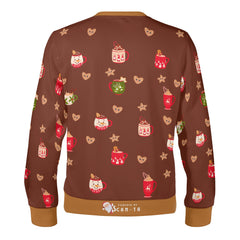 Gingerbread Man & Hot chocolate - (Unisex) Ugly Christmas Sweater with a Twist: Every scan = a new Xmas surprise!