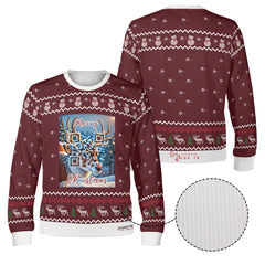 The Reindeer with a QR-titude, links to an Augmented Reality view: can you spot Santa in the Sky? - (Unisex) Ugly Christmas Sweater with a Twist