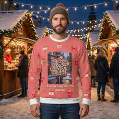 Gingerbread Man with Hot chocolate  - (Unisex) Ugly Christmas Sweater with a Twist: Every scan = a new Xmas surprise!